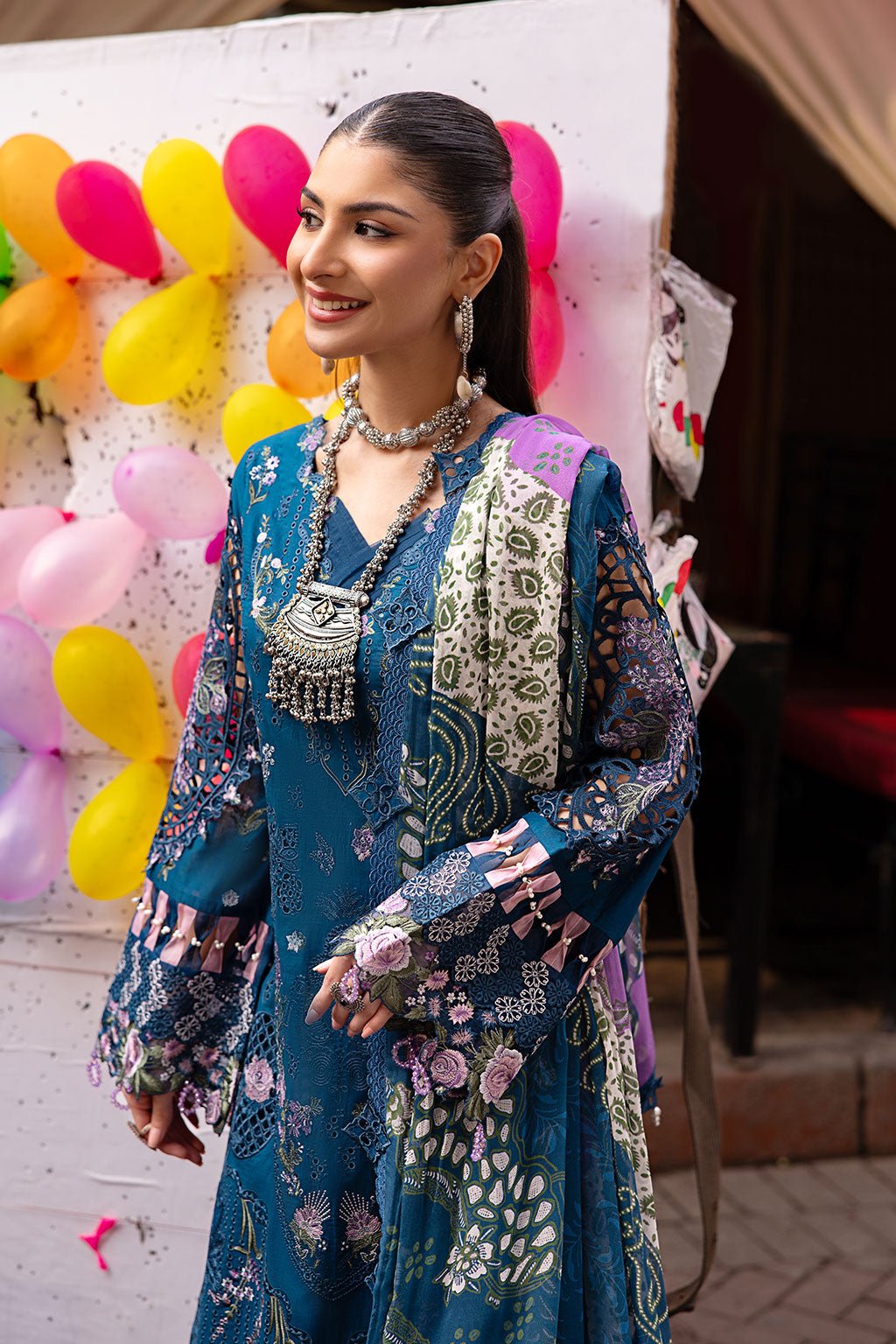 Ramsha | Andaaz Collection | Z-1105-Brand:Ramsha-Type:Ladies Clothes-Teal Blue-Lawn-House of Maryam- Buy in UK, USA