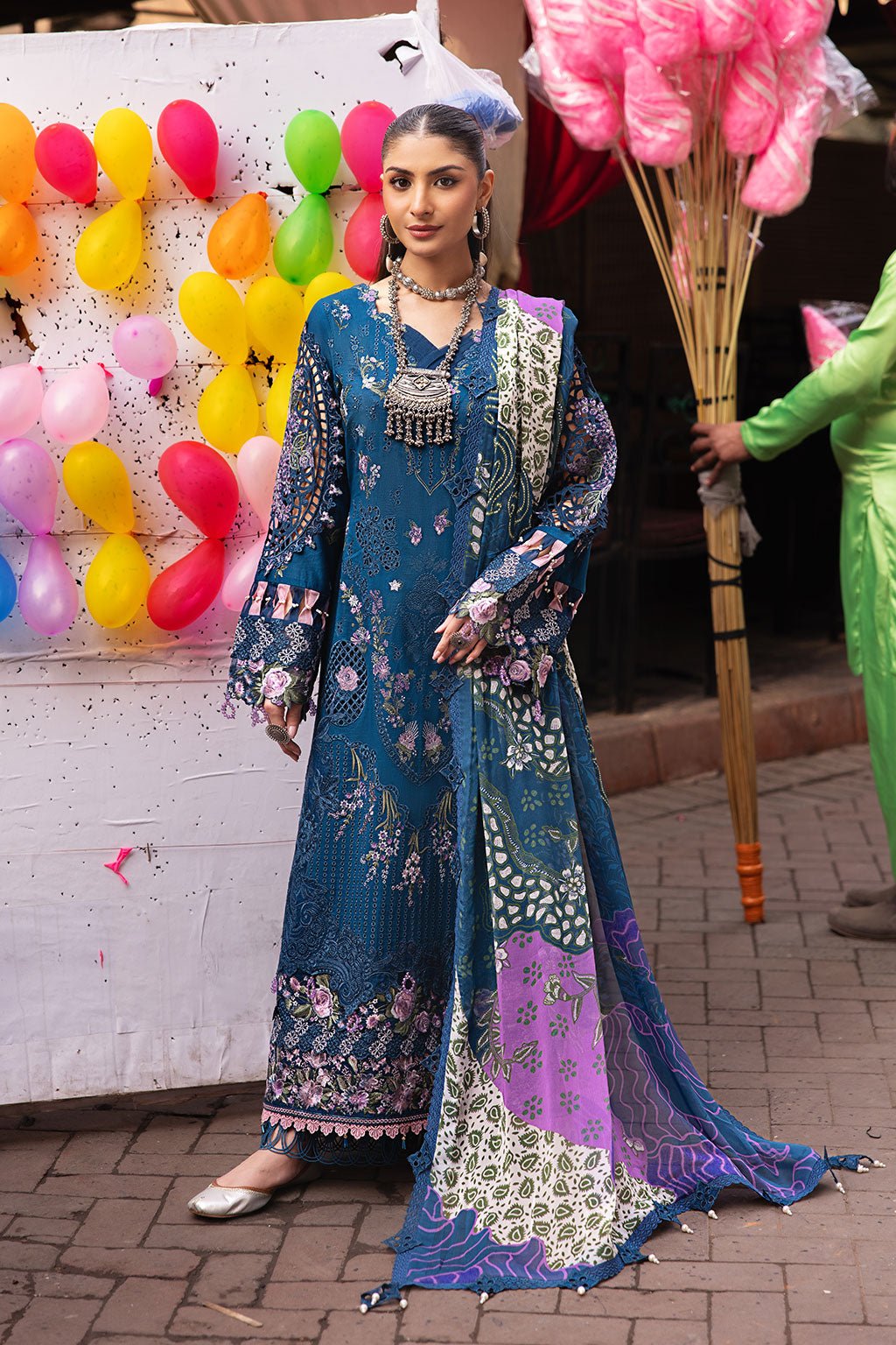 Ramsha | Andaaz Collection | Z-1105-Brand:Ramsha-Type:Ladies Clothes-Teal Blue-Lawn-House of Maryam- Buy in UK, USA
