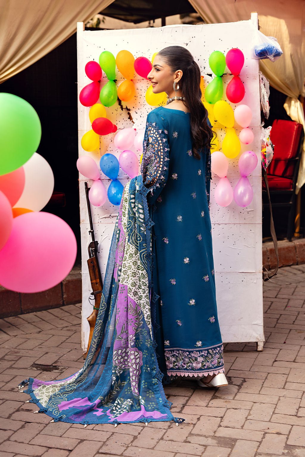 Ramsha | Andaaz Collection | Z-1105-Brand:Ramsha-Type:Ladies Clothes-Teal Blue-Lawn-House of Maryam- Buy in UK, USA