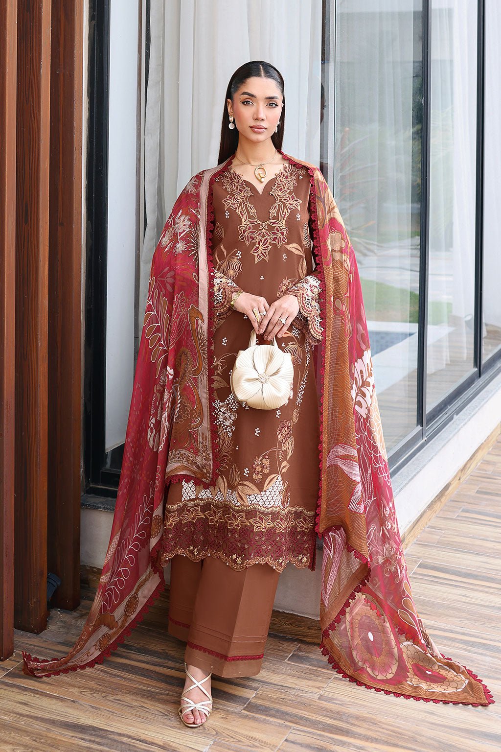 Ramsha | Andaaz Collection | Z-1401-Brand:Ramsha-Type:Ladies Clothes-Dark Brown-Lawn-House of Maryam- Buy in UK, USA