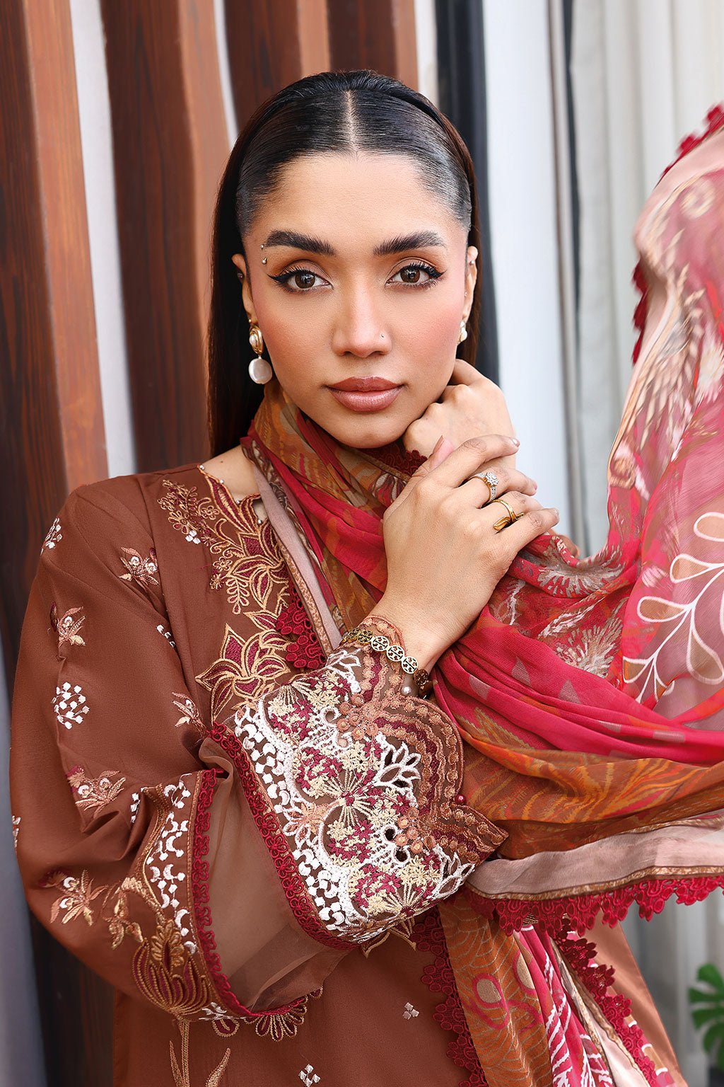 Ramsha | Andaaz Collection | Z-1401-Brand:Ramsha-Type:Ladies Clothes-Dark Brown-Lawn-House of Maryam- Buy in UK, USA