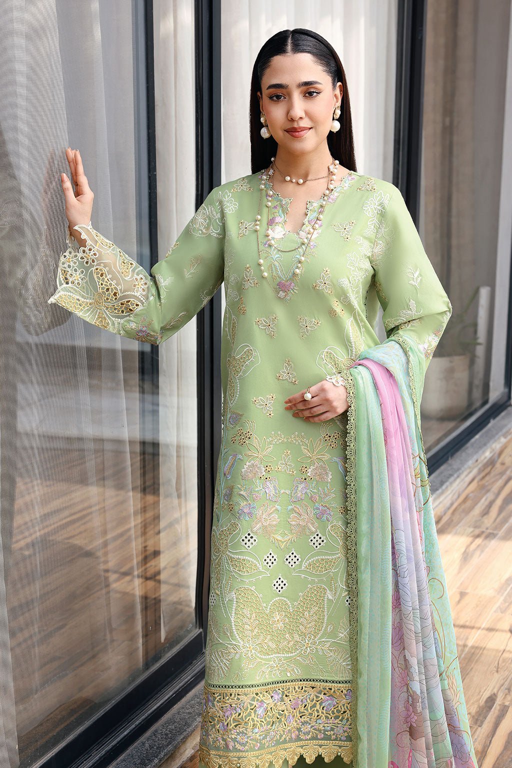 Ramsha | Andaaz Collection | Z-1402-Brand:Ramsha-Type:Ladies Clothes-Mint Gray-Lawn-House of Maryam- Buy in UK, USA