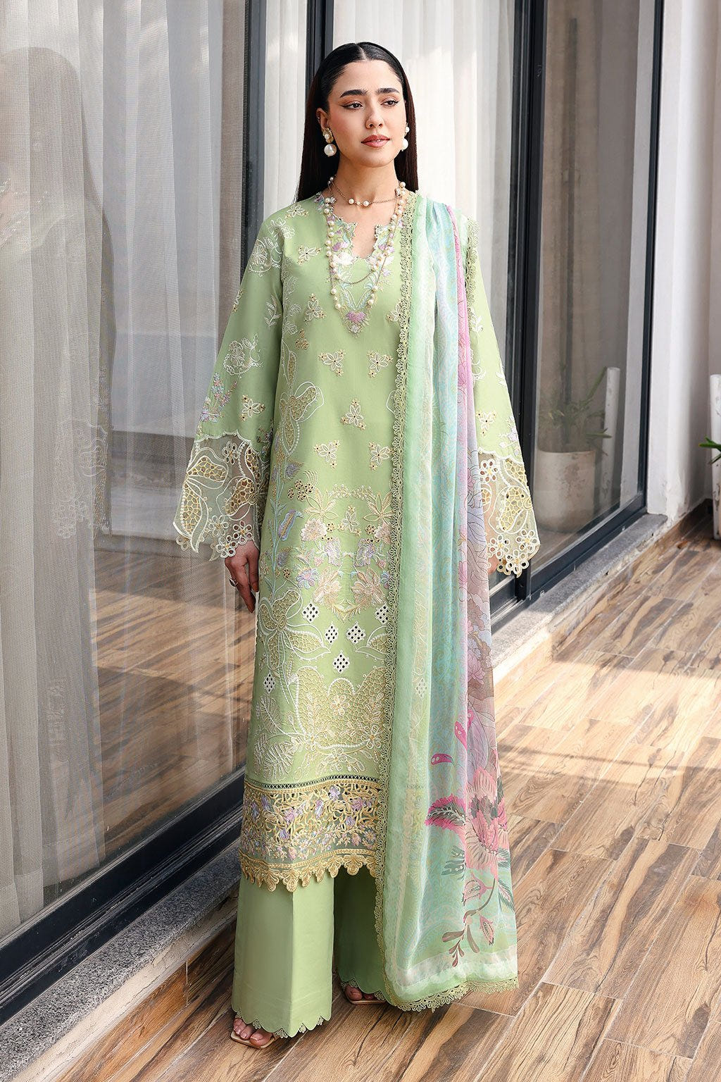 Ramsha | Andaaz Collection | Z-1402-Brand:Ramsha-Type:Ladies Clothes-Mint Gray-Lawn-House of Maryam- Buy in UK, USA