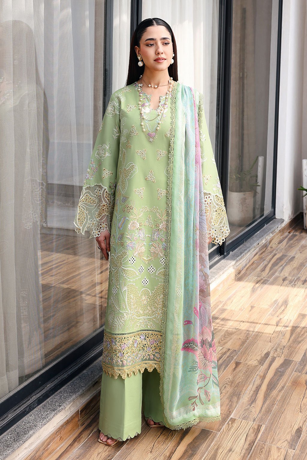 Ramsha | Andaaz Collection | Z-1402-Brand:Ramsha-Type:Ladies Clothes-Mint Gray-Lawn-House of Maryam- Buy in UK, USA