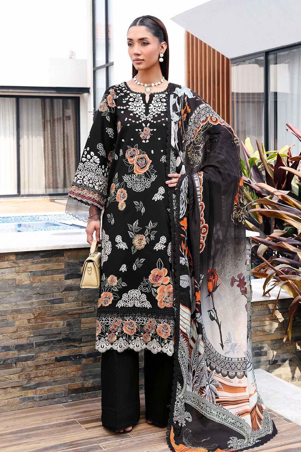 Ramsha | Andaaz Collection | Z-1403-Brand:Ramsha-Type:Ladies Clothes-Black-Lawn-House of Maryam- Buy in UK, USA