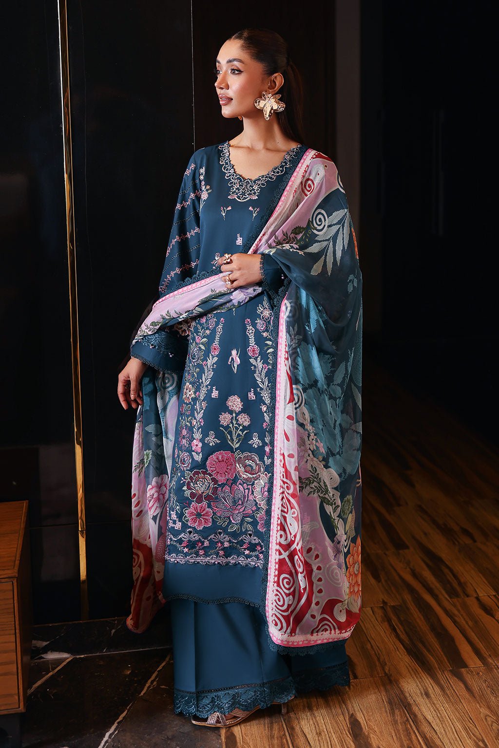Ramsha | Andaaz Collection | Z-1405-Brand:Ramsha-Type:Ladies Clothes-Zinc Blue-Lawn-House of Maryam- Buy in UK, USA