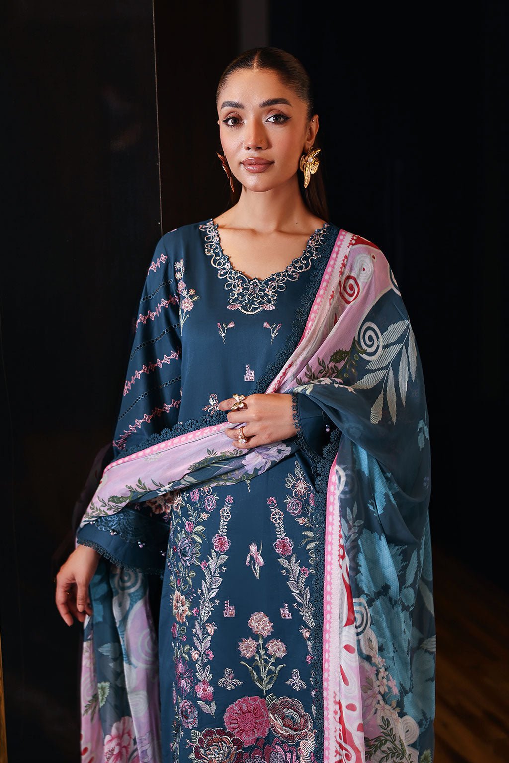 Ramsha | Andaaz Collection | Z-1405-Brand:Ramsha-Type:Ladies Clothes-Zinc Blue-Lawn-House of Maryam- Buy in UK, USA