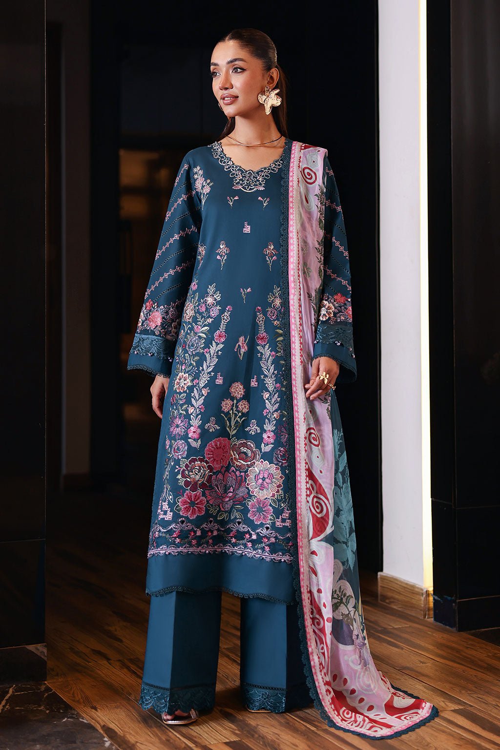 Ramsha | Andaaz Collection | Z-1405-Brand:Ramsha-Type:Ladies Clothes-Zinc Blue-Lawn-House of Maryam- Buy in UK, USA