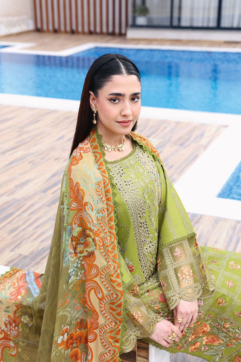 Ramsha | Andaaz Collection | Z-1408-Brand:Ramsha-Type:Ladies Clothes-Rich Green-Lawn-House of Maryam- Buy in UK, USA