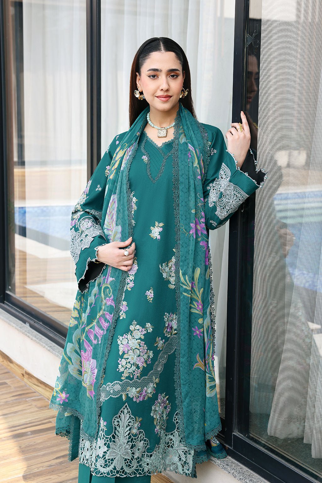 Ramsha | Andaaz Collection | Z-1410-Brand:Ramsha-Type:Ladies Clothes-Teal-Lawn-House of Maryam- Buy in UK, USA