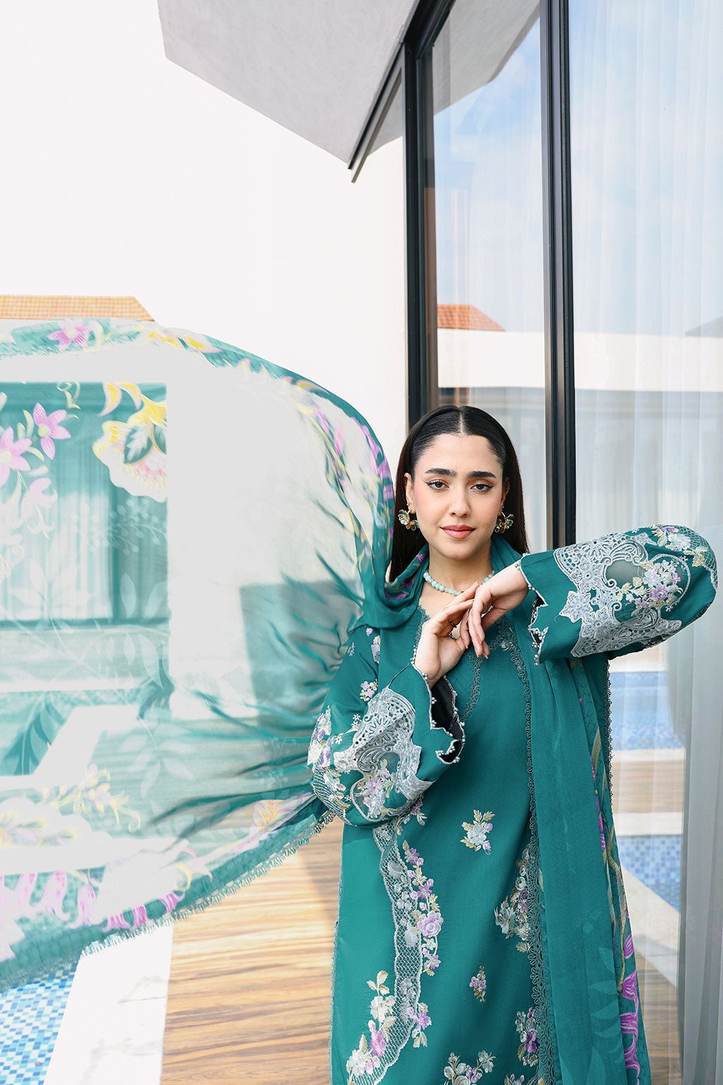Ramsha | Andaaz Collection | Z-1410-Brand:Ramsha-Type:Ladies Clothes-Teal-Lawn-House of Maryam- Buy in UK, USA