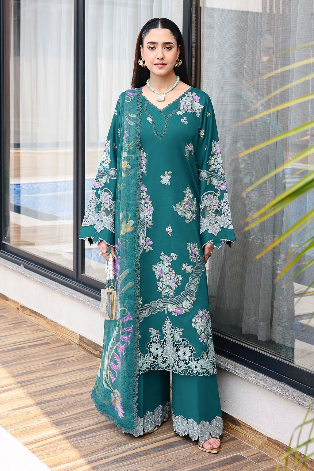Ramsha | Andaaz Collection | Z-1410-Brand:Ramsha-Type:Ladies Clothes-Teal-Lawn-House of Maryam- Buy in UK, USA