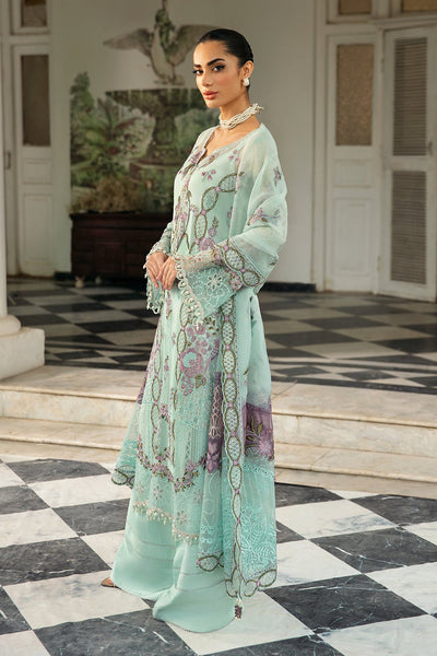 Ramsha | Dastak Luxury Chiffon Collection | Q-102-Brand:Ramsha-Type:Ladies Clothes-Ice Blue-Chiffon-House of Maryam- Buy in UK, USA