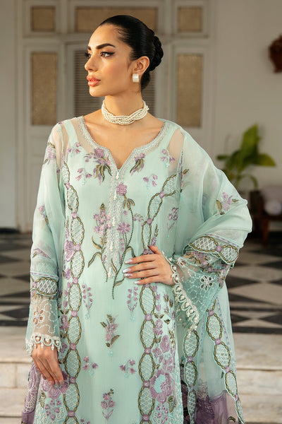 Ramsha | Dastak Luxury Chiffon Collection | Q-102-Brand:Ramsha-Type:Ladies Clothes-Ice Blue-Chiffon-House of Maryam- Buy in UK, USA