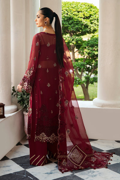Ramsha | Dastak Luxury Chiffon Collection | Q-103-Brand:Ramsha-Type:Ladies Clothes-Deep Red-Chiffon-House of Maryam- Buy in UK, USA