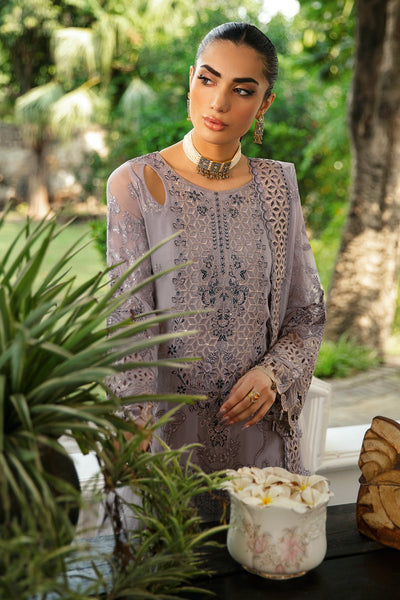 Ramsha | Dastak Luxury Chiffon Collection | Q-104-Brand:Ramsha-Type:Ladies Clothes-Lilac Gray-Chiffon-House of Maryam- Buy in UK, USA