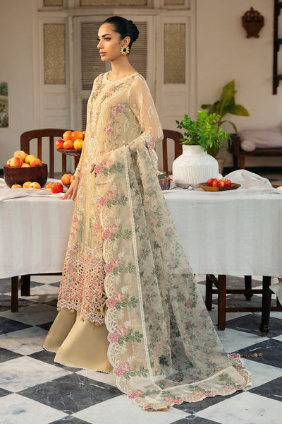 Ramsha | Dastak Luxury Chiffon Collection | Q-105-Brand:Ramsha-Type:Ladies Clothes-Beige-Chiffon-House of Maryam- Buy in UK, USA