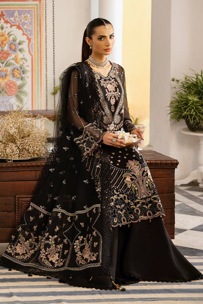 Ramsha | Dastak Luxury Chiffon Collection | Q-106-Brand:Ramsha-Type:Ladies Clothes-Black-Chiffon-House of Maryam- Buy in UK, USA