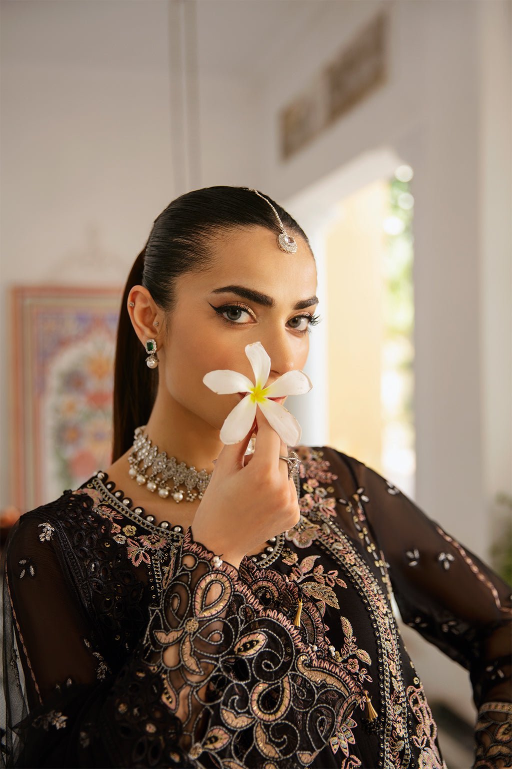 Ramsha | Dastak Luxury Chiffon Collection | Q-106-Brand:Ramsha-Type:Ladies Clothes-Black-Chiffon-House of Maryam- Buy in UK, USA