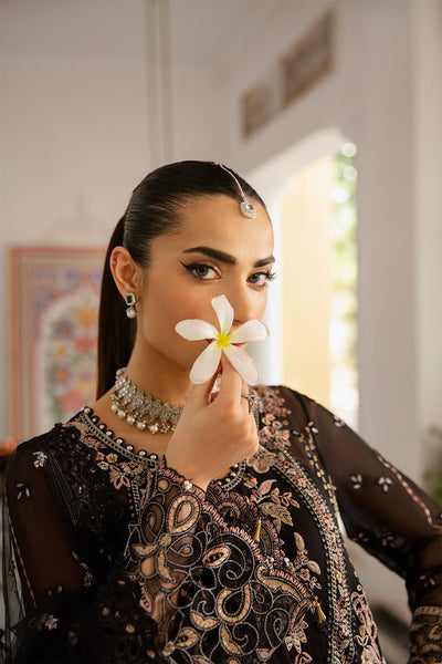 Ramsha | Dastak Luxury Chiffon Collection | Q-106-Brand:Ramsha-Type:Ladies Clothes-Black-Chiffon-House of Maryam- Buy in UK, USA