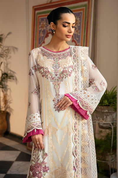 Ramsha | Dastak Luxury Chiffon Collection | Q-107-Brand:Ramsha-Type:Ladies Clothes-Ivory-Chiffon-House of Maryam- Buy in UK, USA