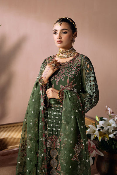 Ramsha | Dastak Luxury Chiffon Collection | Q-201-Brand:Ramsha-Type:Ladies Clothes-Olive Green-Chiffon-House of Maryam- Buy in UK, USA