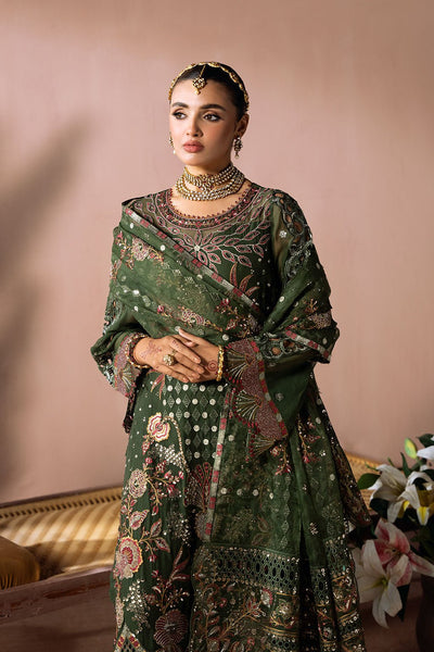 Ramsha | Dastak Luxury Chiffon Collection | Q-201-Brand:Ramsha-Type:Ladies Clothes-Olive Green-Chiffon-House of Maryam- Buy in UK, USA