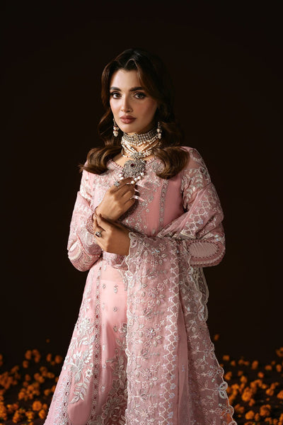 Ramsha | Dastak Luxury Chiffon Collection | Q-202-Brand:Ramsha-Type:Ladies Clothes-Salmon Pink-Chiffon-House of Maryam- Buy in UK, USA