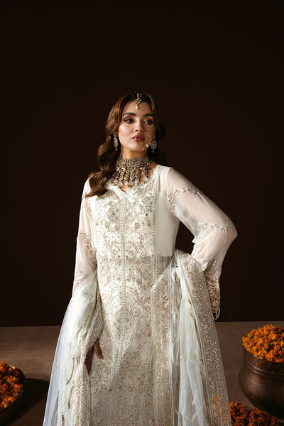Ramsha | Dastak Luxury Chiffon Collection | Q-204-Brand:Ramsha-Type:Ladies Clothes-White-Chiffon-House of Maryam- Buy in UK, USA