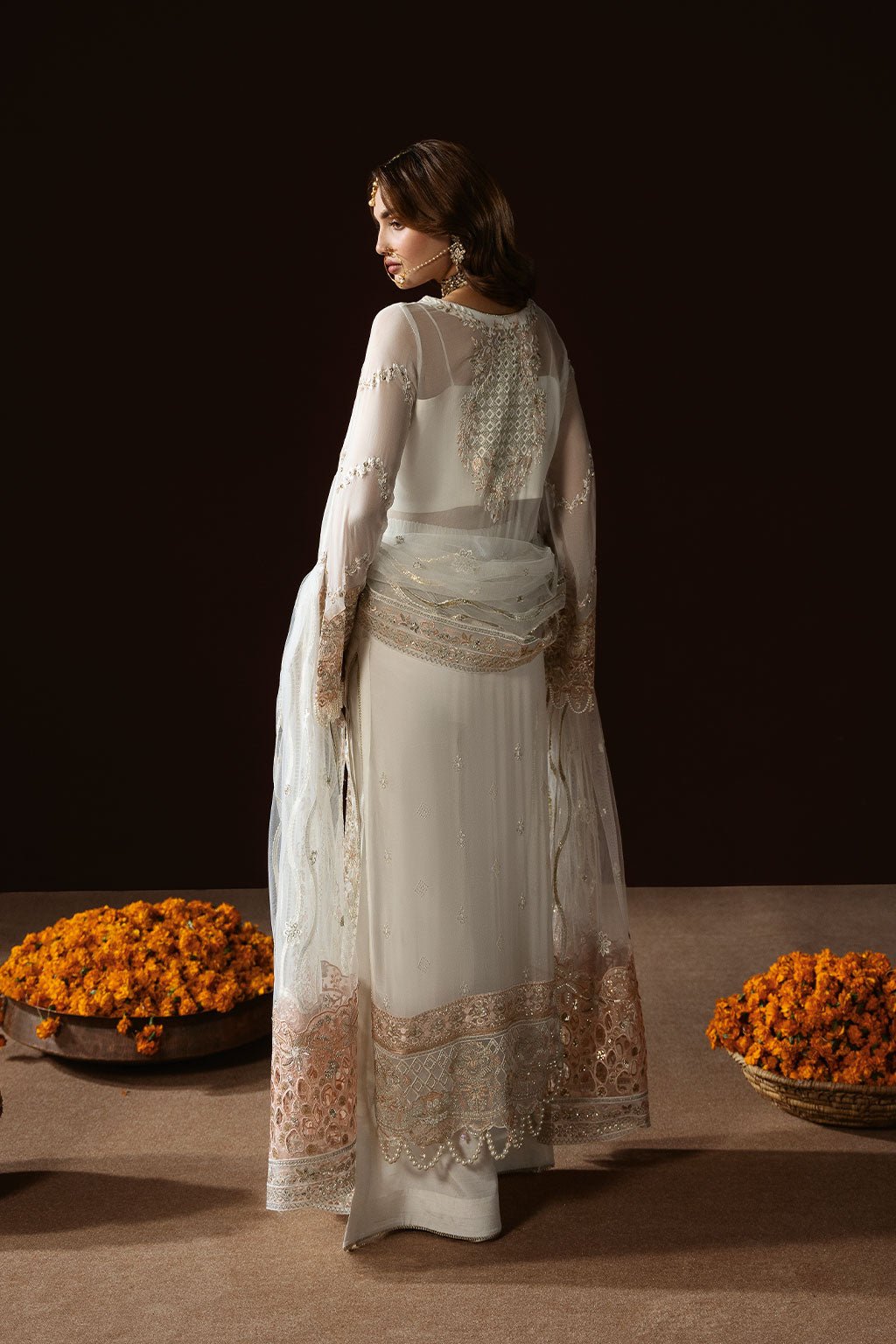 Ramsha | Dastak Luxury Chiffon Collection | Q-204-Brand:Ramsha-Type:Ladies Clothes-White-Chiffon-House of Maryam- Buy in UK, USA