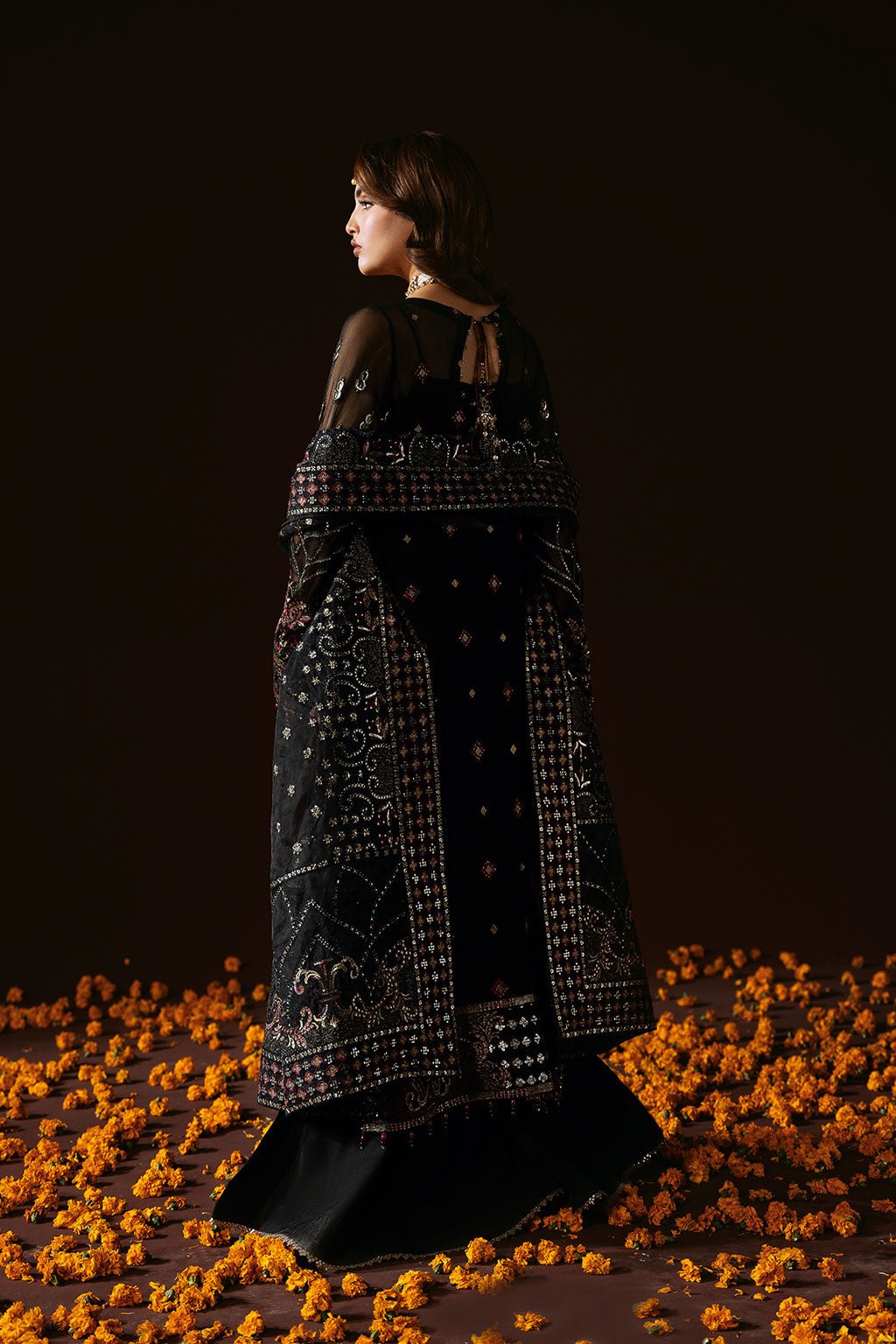 Ramsha | Dastak Luxury Chiffon Collection | Q-205-Brand:Ramsha-Type:Ladies Clothes-Black-Chiffon-House of Maryam- Buy in UK, USA