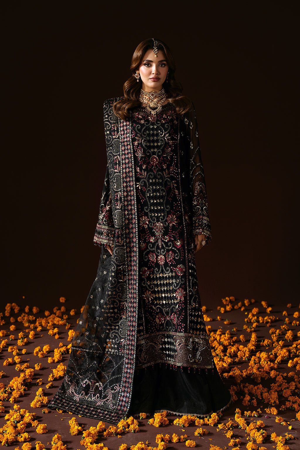 Ramsha | Dastak Luxury Chiffon Collection | Q-205-Brand:Ramsha-Type:Ladies Clothes-Black-Chiffon-House of Maryam- Buy in UK, USA