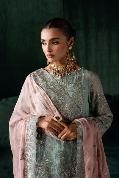 Ramsha | Dastak Luxury Chiffon Collection | Q-206-Brand:Ramsha-Type:Ladies Clothes-Aqua-Chiffon-House of Maryam- Buy in UK, USA