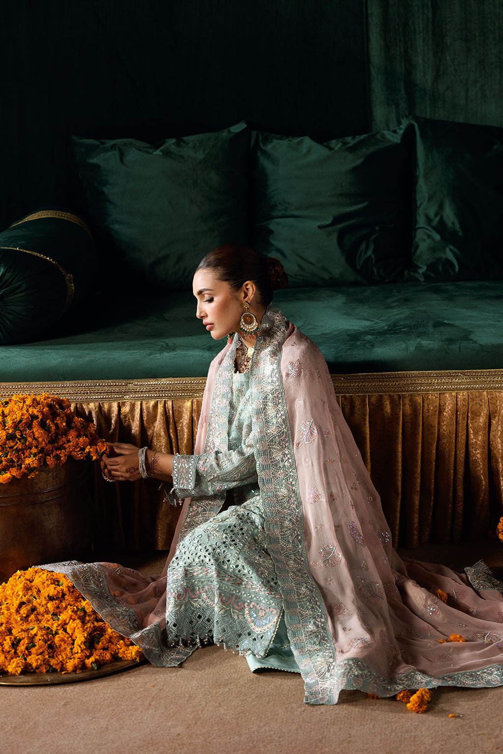 Ramsha | Dastak Luxury Chiffon Collection | Q-206-Brand:Ramsha-Type:Ladies Clothes-Aqua-Chiffon-House of Maryam- Buy in UK, USA