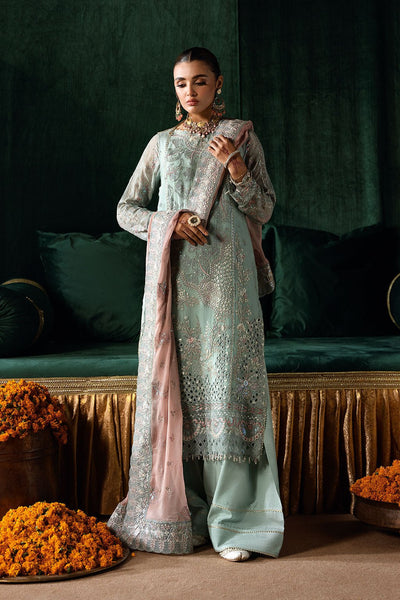 Ramsha | Dastak Luxury Chiffon Collection | Q-206-Brand:Ramsha-Type:Ladies Clothes-Aqua-Chiffon-House of Maryam- Buy in UK, USA
