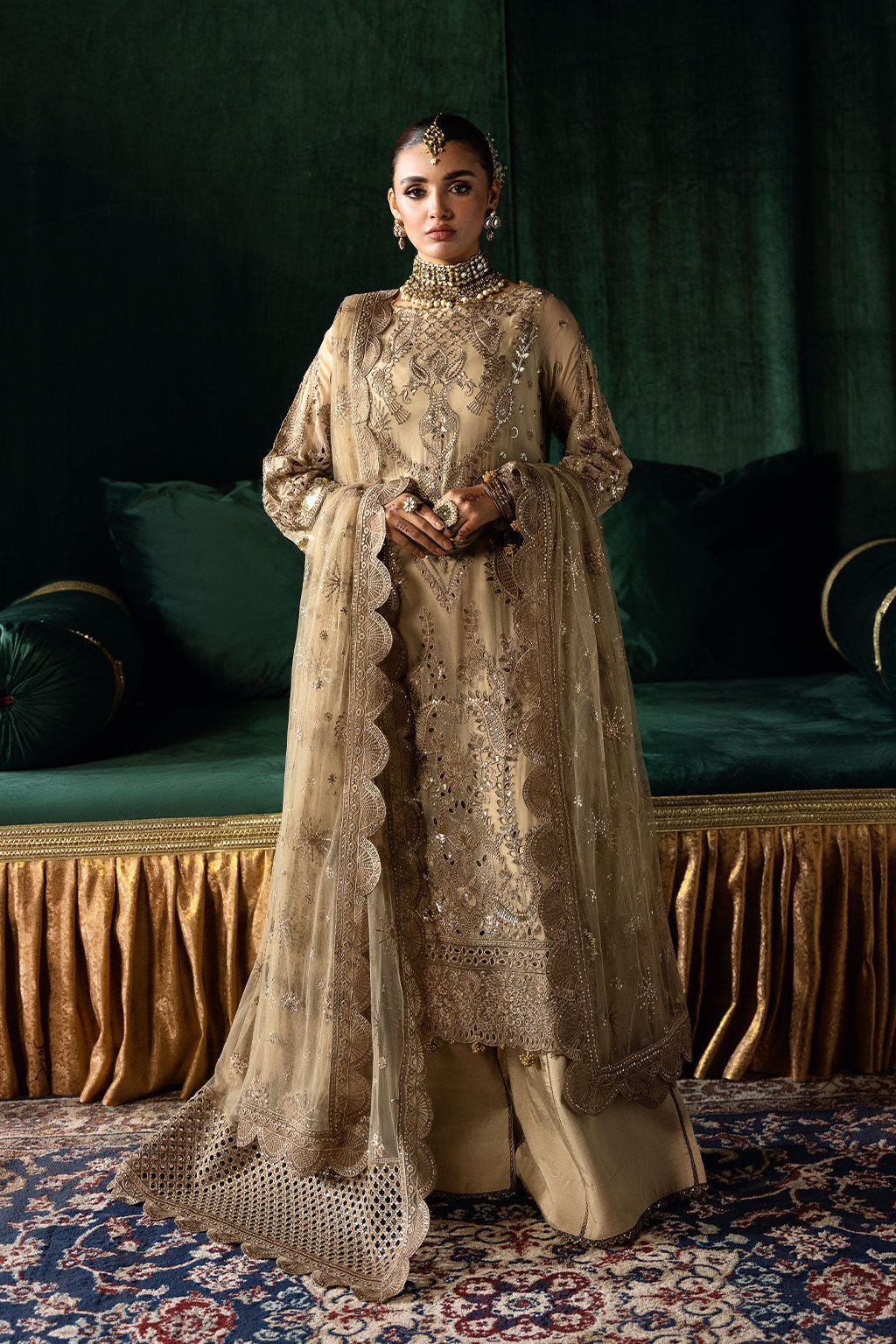Ramsha | Dastak Luxury Chiffon Collection | Q-207-Brand:Ramsha-Type:Ladies Clothes-Gold-Chiffon-House of Maryam- Buy in UK, USA