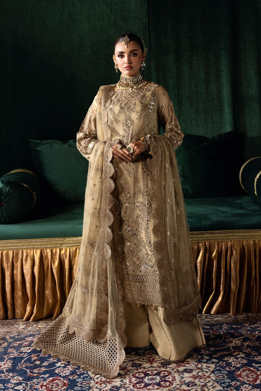 Ramsha | Dastak Luxury Chiffon Collection | Q-207-Brand:Ramsha-Type:Ladies Clothes-Gold-Chiffon-House of Maryam- Buy in UK, USA