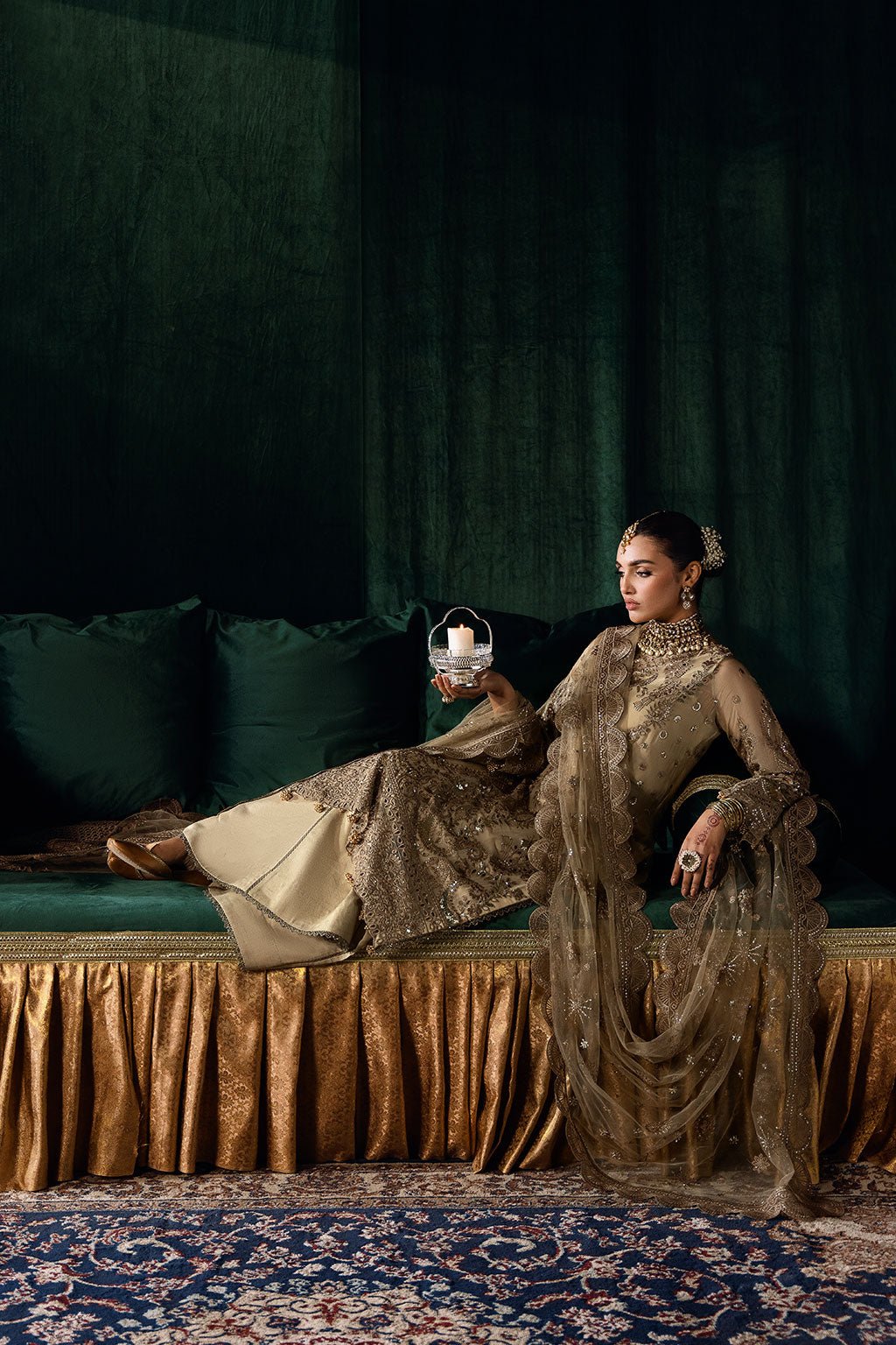 Ramsha | Dastak Luxury Chiffon Collection | Q-207-Brand:Ramsha-Type:Ladies Clothes-Gold-Chiffon-House of Maryam- Buy in UK, USA