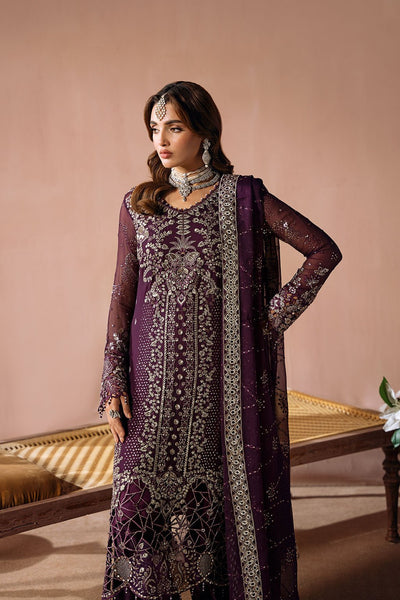 Ramsha | Dastak Luxury Chiffon Collection | Q-208-Brand:Ramsha-Type:Ladies Clothes-Plum - House of Maryam- Buy in UK, USA