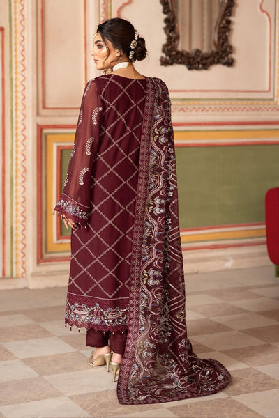 Ramsha | Dastan Formals | T-301-Brand:Ramsha-Type:Ladies Clothes-Dark Maroon-Chiffon-House of Maryam- Buy in UK, USA