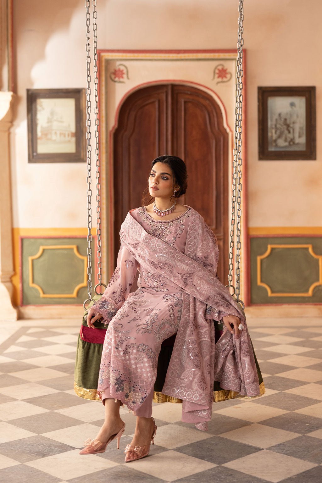Ramsha | Dastan Formals | T-303-Brand:Ramsha-Type:Ladies Clothes-Pinkish Gray-Chiffon-House of Maryam- Buy in UK, USA