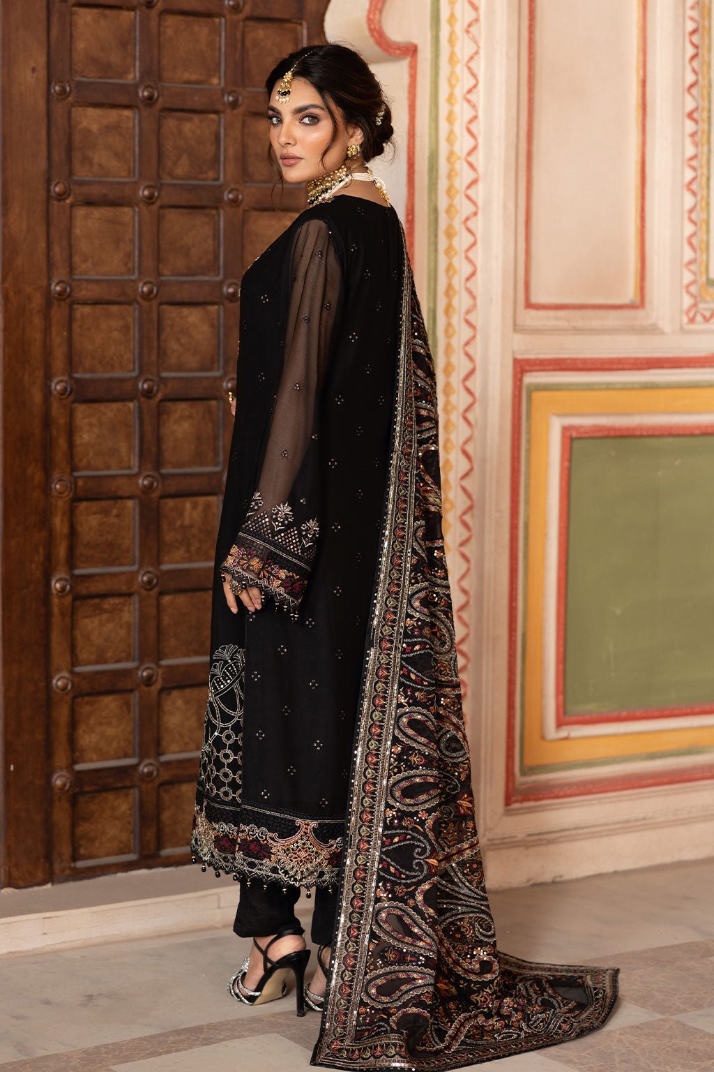 Ramsha | Dastan Formals | T-304-Brand:Ramsha-Type:Ladies Clothes-Black-Chiffon-House of Maryam- Buy in UK, USA