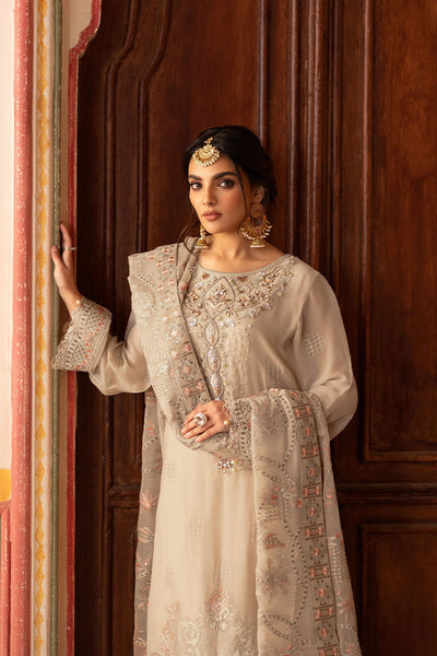 Ramsha | Dastan Formals | T-305-Brand:Ramsha-Type:Ladies Clothes-Beige-Chiffon-House of Maryam- Buy in UK, USA