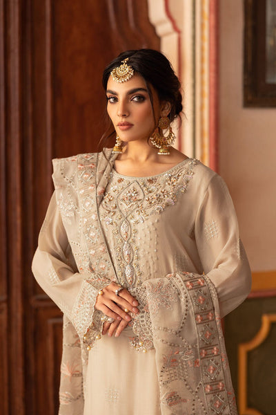 Ramsha | Dastan Formals | T-305-Brand:Ramsha-Type:Ladies Clothes-Beige-Chiffon-House of Maryam- Buy in UK, USA