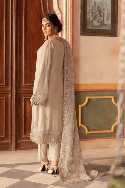 Ramsha | Dastan Formals | T-305-Brand:Ramsha-Type:Ladies Clothes-Beige-Chiffon-House of Maryam- Buy in UK, USA