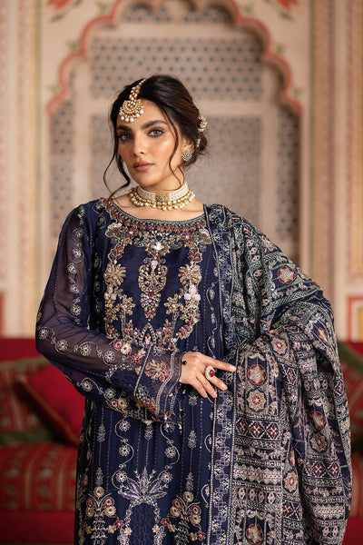 Ramsha | Dastan Formals | T-306-Brand:Ramsha-Type:Ladies Clothes-Deep Blue-Chiffon-House of Maryam- Buy in UK, USA
