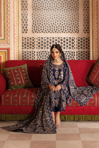 Ramsha | Dastan Formals | T-306-Brand:Ramsha-Type:Ladies Clothes-Deep Blue-Chiffon-House of Maryam- Buy in UK, USA