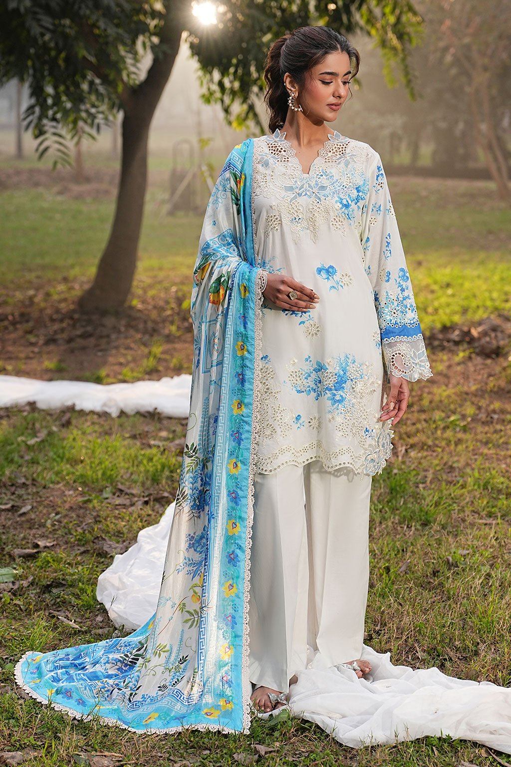 Ramsha | Dhanak Summers | DH-103-Brand:Ramsha-Type:Ladies Clothes-Off White-Lawn-House of Maryam- Buy in UK, USA
