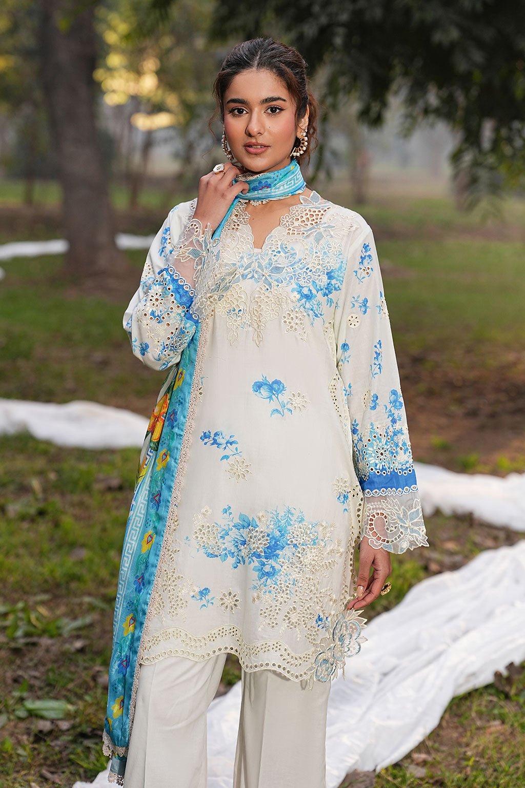 Ramsha | Dhanak Summers | DH-103-Brand:Ramsha-Type:Ladies Clothes-Off White-Lawn-House of Maryam- Buy in UK, USA