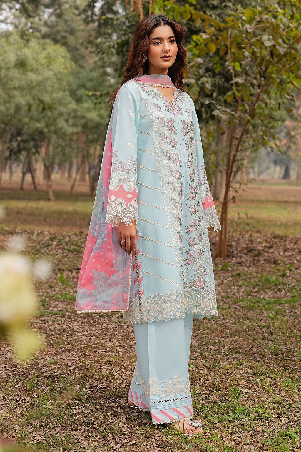 Ramsha | Dhanak Summers | DH-106-Brand:Ramsha-Type:Ladies Clothes-Sky Blue-Lawn-House of Maryam- Buy in UK, USA